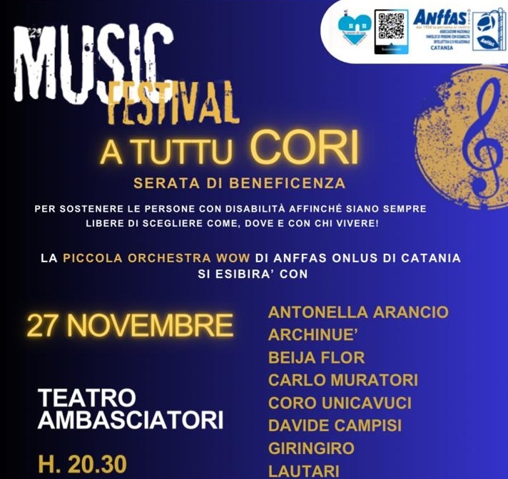 "Music Festival A TUTTU CORI" ì: Anffas Catania al Teatro Ambasciatori