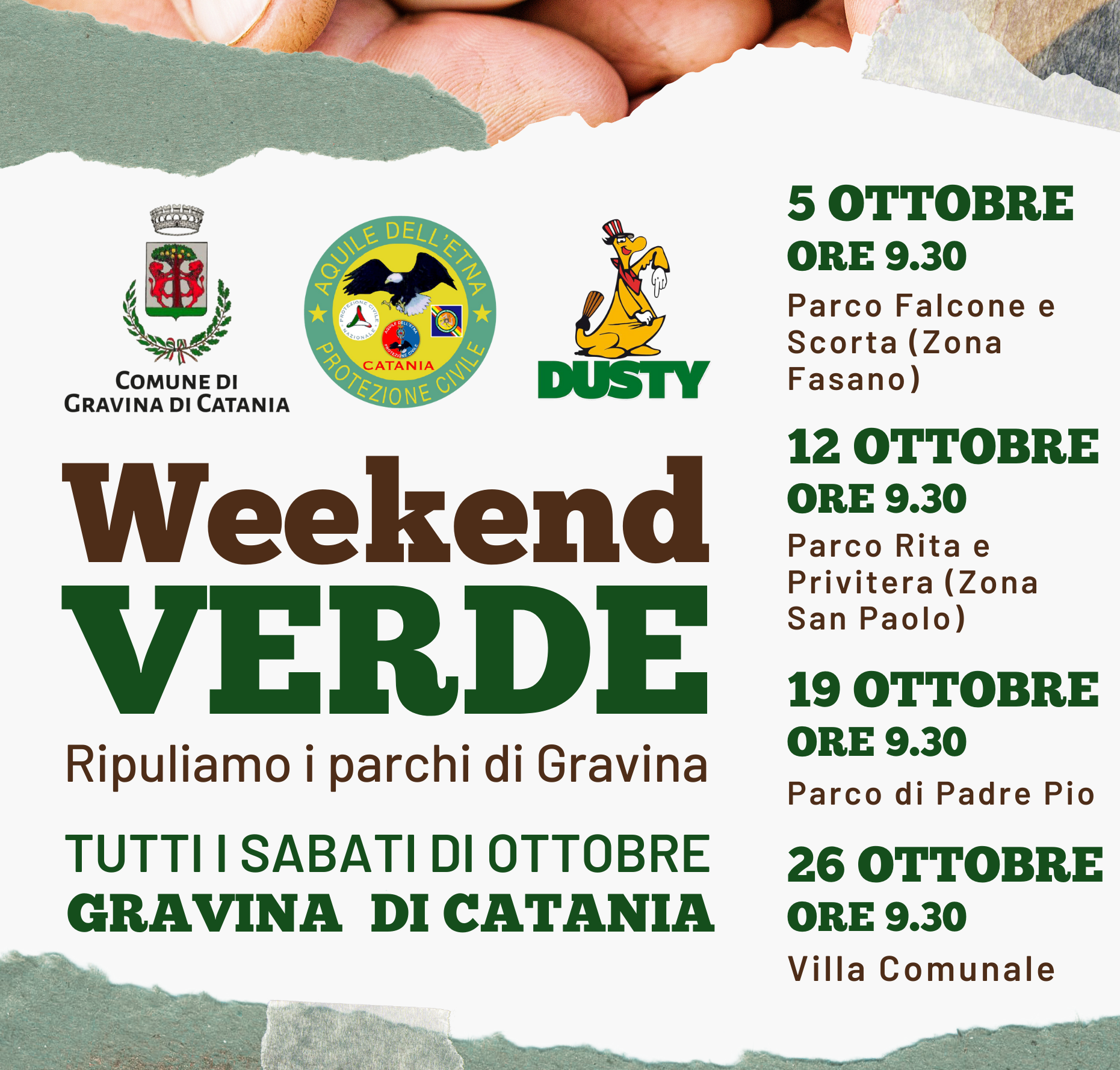 Weekend verde, le "Aquile dell'Etna" ripuliscono i parchi di Gravina di Catania