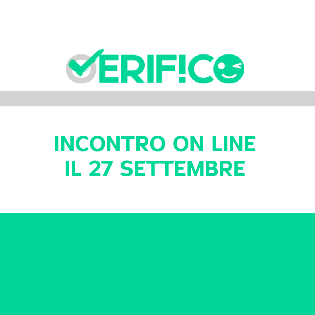  VERIF!CO: incontro on line il 27 settembre